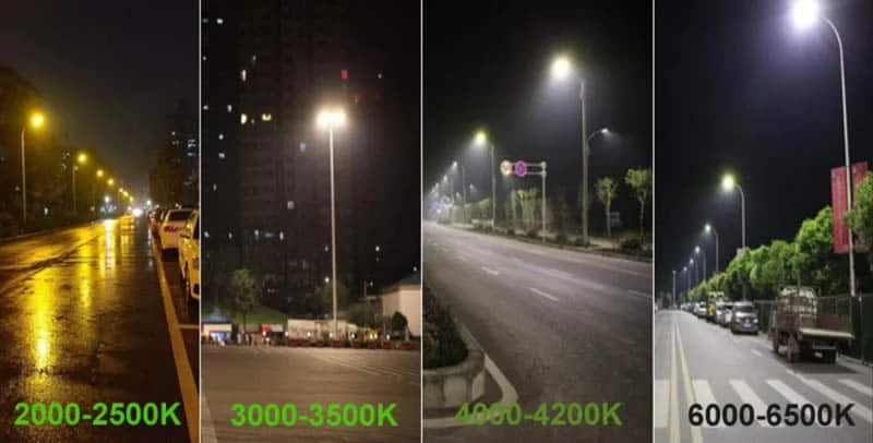 अलग रंग तापमान की स्ट्रीट लाइटें