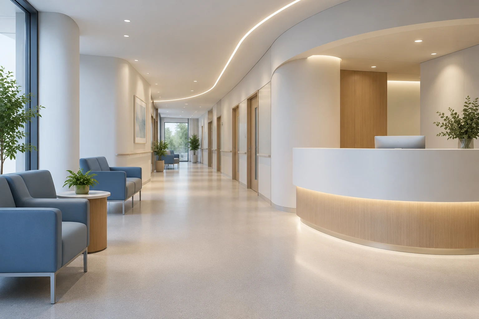 clinic reception corridor led ceiling lighting