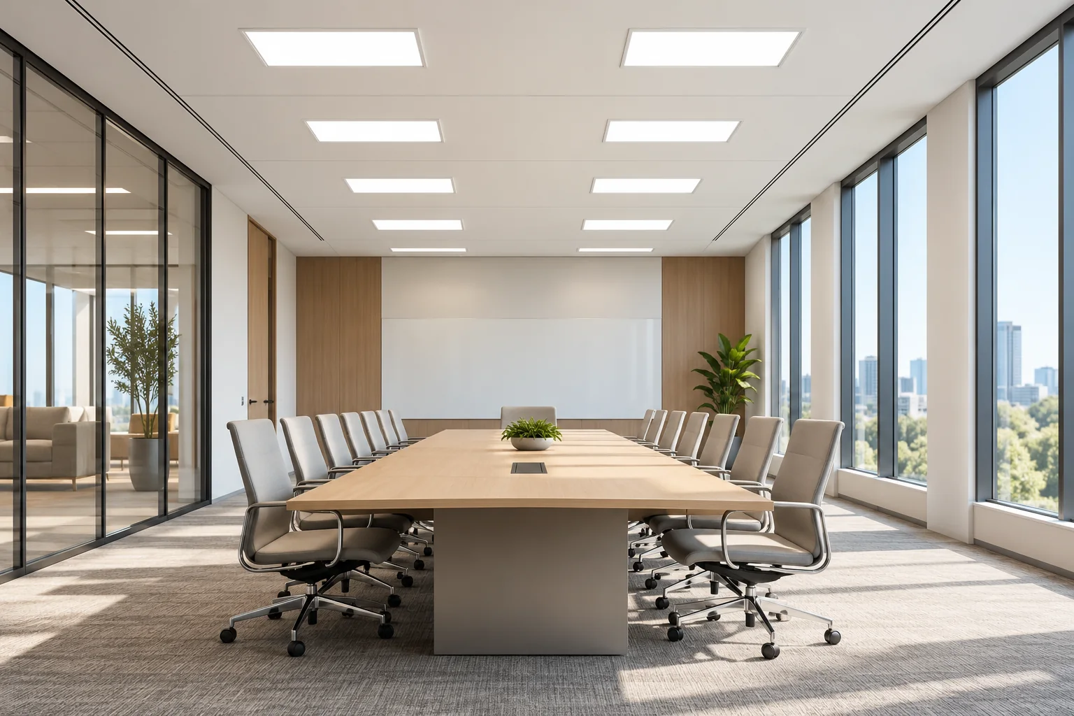 long meeting room led ceiling panel lighting
