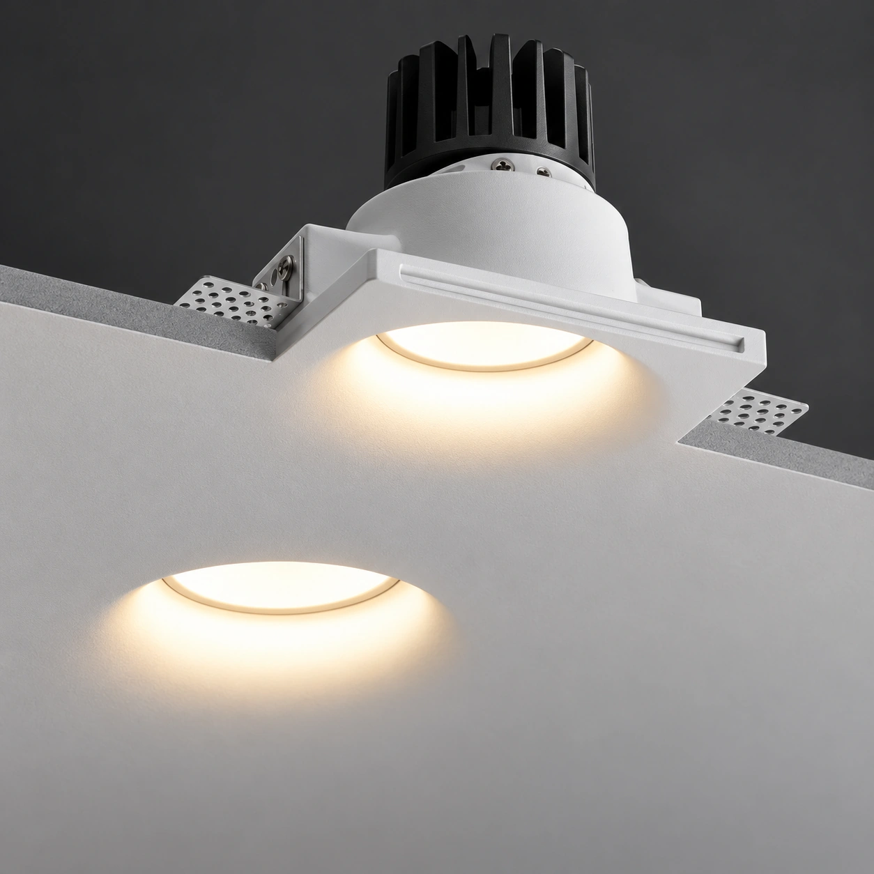 trimless square mounting plate ceiling cutaway